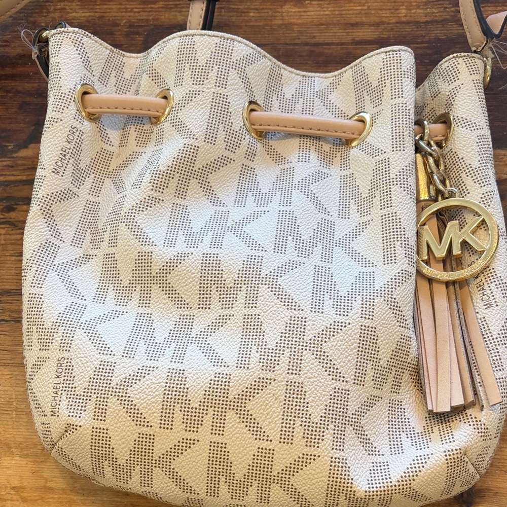 Michael Kors Beige Monogram Shoulder Bag